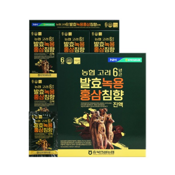 [새상품] [미개봉] 충북인삼농협 6년근 발효녹용 홍삼침향 진액 70ml x 30포