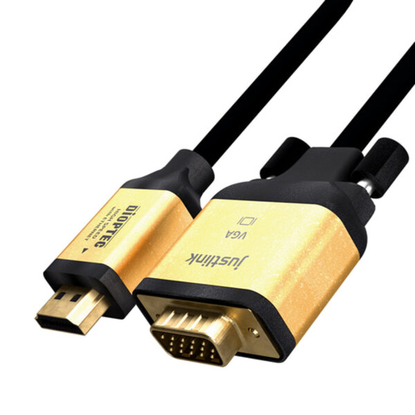[리퍼브] 디옵텍 HDMI to VGA 골드 메탈 케이블 1.8M JUSTLINK-HDRC018