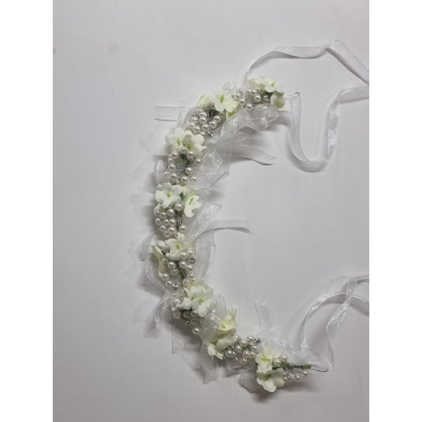 [S급 리퍼] 셀프웨딩 진주 꽃 화관 머리띠 445